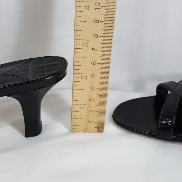 Leather Slip On Sandal Black Crock Print Italy - Picture 6 of 6